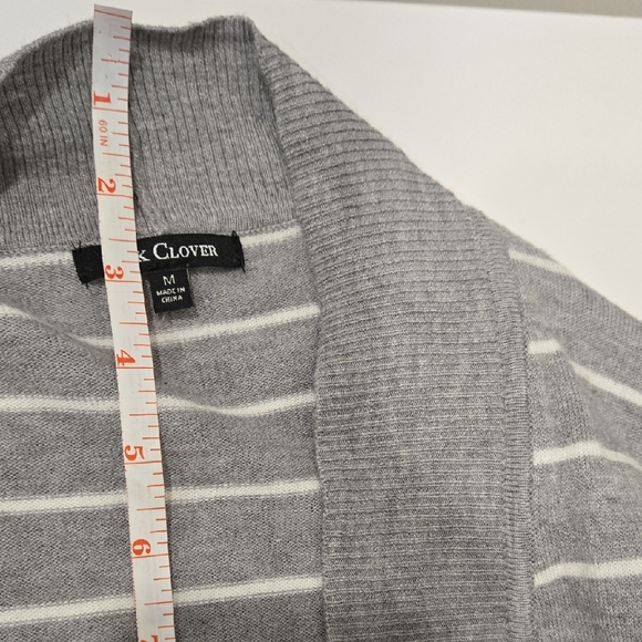 Pink Clover Gray and White Striped Cardigan - Picture 5 of 9